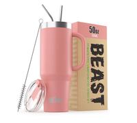 Vaso Beast de 50 oz de acero inoxidable con aislamiento al vac o para caf y hielo, termo de viaje de doble pared (rosa flor)