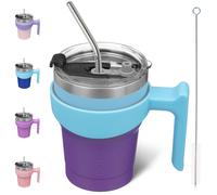 Vaso BJPKPK con asa de 10 oz, vaso t rmico de acero inoxidable con tapa y pajita para agua o caf helado, Ocean Dream
