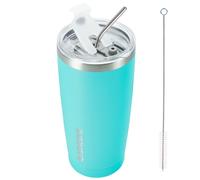 Vaso BJPKPK de 20 oz con tapa y pajita, de acero inoxidable, para caf helado