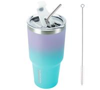Vaso BJPKPK de 30 oz de acero inoxidable de doble pared con aislamiento al vac o, pajita y tapa, para mujeres y hombres, Oasis
