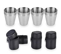 Vaso Chupito Acero, Vasos de Chupito de Acero Inoxidable, 16 PCS Vasos Acero Inoxidable con 4 Fundas de Viaje, Vasos de Camping, 30ml Vasos de Acero Inoxidable para Camping Picnic Viajar Reutilizable