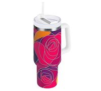 Vaso Coldee de flores coloridas al vacío con popote resistente a las fugas, botella de agua reutilizable para regalo de hombre y mujer