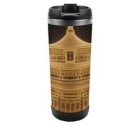 Vaso con aislamiento al vacío Temple of Heaven: botella de agua de viaje de acero inoxidable de 13 oz con aislamiento al vacío, taza de café de doble pared a prueba de fugas