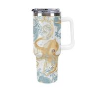 Vaso con asa de acero inoxidable 304 de gran capacidad de 40 onzas, taza de viaje aislada al vacío de doble pared con tapa a prueba de fugas, helado para regalo de té, café, ecológico, apto para