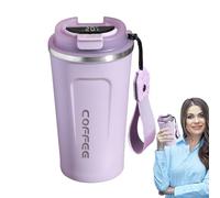 Vaso con indicador de temperatura - Cuerpo de acero inoxidable, capa de vacío de doble pared, tapa a prueba de fugas, forma adecuada para viajes, indicador de temperatura del conde