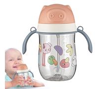Vaso con paja, vaso para aprender a beber | Taza de paja transparente de dibujos animados de 280 ml para bebé,Herramienta de beber en forma de dibujos animados para picnic, viajes, hogar, camping