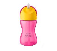 Vaso con pajita Avent +12 meses Rosa 300 ml