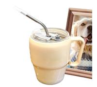 Vaso con pajita, bebidas con letras impresas vaso antigoteo | Contenedor antigoteo para bebidas frías con mango para picnic al aire libre bodas restaurantes viaje cocina