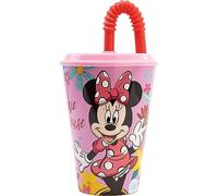 Vaso con pajita Minnie Disney para niños, 430 ml