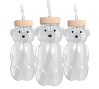 Vaso con pajita para bebés, vaso HoneyBear de 8 oz con tapa, paquete de 3 pajitas de aprendizaje terapéutico, juego de biberones