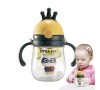Vaso con pajita, vaso con pico para niños, 370 ml, antiasfixia, de gran capacidad, botella de agua portátil con pajita para exterior e interior, diseño de dibujos animados