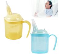 Vaso con pico para personas mayores, 2 unidades de 300 ml vasos a prueba de fugas para personas mayores, vasos con tapa y pajita, vasos con pico para personas mayores, pacientes y discapacitados