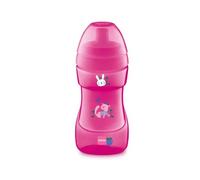 MAM Vaso de Aprendizaje, a partir de 12 Meses, 330ml, con Boquilla Dura Deportiva con Válvula Extraíble Antiderrames, Fácil de Agarrar Gracias a su Diseño Antideslizante y Curvado, Rosa, Pack de 1