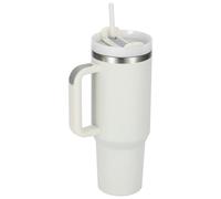 Vaso de 40 onzas con asa, con popote, taza de café de viaje, tazas de acero inoxidable, taza de viaje para bebidas calientes/frías, a prueba de fugas, aislado al vacío