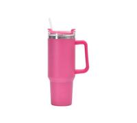 Vaso de 40 oz con asa, taza de café, taza térmica con pajita y asa, de acero inoxidable de doble pared, para bebidas frías y calientes, con pajita (rojo, 40 oz)