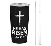 Vaso de acero inoxidable con aislamiento de 20 oz, diseño de cruz de San Lucas, cristiano, Jesús, nobg, de doble pared, para viaje al coche con tapa de pajita, para hombres y mujeres, regalos de café