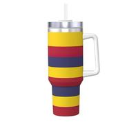 Vaso de acero inoxidable con diseño de bandera del Reino de Hawái, de 40 onzas, con asa de doble pared aislada al vacío, popote reutilizable