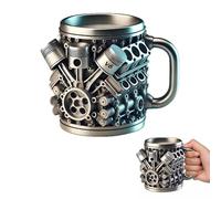 Vaso de acero inoxidable con motores V6 y V8, recipiente para bebidas, té, jugo, leche, doble pared, aislado, regalo creativo para los entusiastas de los automóviles (V6-1 unidad)