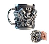 Vaso de acero inoxidable con motores V6 y V8, recipiente para bebidas, té, jugo, leche, doble pared, aislado, regalo creativo para los entusiastas de los automóviles (V8-1 unidad)