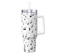 Vaso de acero inoxidable de 1,134.0 g con diseño de lenguaje de señas, con aislamiento al vacío, de doble pared, con asa y tapa de popote 2 en 1
