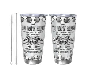 Vaso de acero inoxidable de 20 onzas con texto en inglés «To My Son» - Taza de viaje personalizada para el día del padre, The Only Thing Better Than Being Your Father Is Watching You Be A Dad, taza
