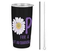 Vaso de acero inoxidable de 20 oz con aislamiento de flores "Esperanza de una cura para la fisura y la craneofacial", de doble pared, con tapa de popote, ideal para hombres y mujeres, ideal como rega