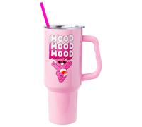 Vaso de acero inoxidable Silver Buffalo Care Bears Love-A-Lot Bear Mood con asa y pajita. Se adapta a portavasos est ndar. 40 onzas.