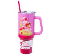Vaso de acero inoxidable Silver Buffalo de los Osos Cari ositos y Tarta de Fresa con asa y pajita. Se adapta a portavasos est ndar. 40 onzas.