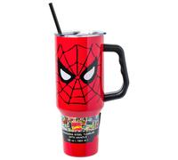 Vaso de acero inoxidable Silver Buffalo de Marvel Avengers Spider-Man con asa y pajita, apto para portavasos est ndar, 40 onzas