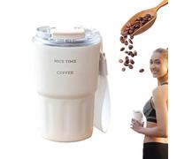 Vaso de acero inoxidable, taza de café de 360 ml con popote, taza de retención de frío caliente para viajes, uso diario, actividades al aire libre, gimnasio, deportes