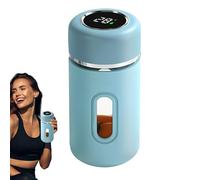 Vaso de agua de cristal de 280 ml, taza de té portátil con indicador de temperatura, diseño anticaída | Vaso aislado de doble pared, botella de viaje a prueba de fugas, adecuada para el restaurante