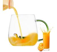 Vaso de agua hecho - Cristalería moderna transparente, material de grueso y respetuoso con el medio ambiente, mango cómodo y reutilizable, resistente a los arañazos | Contenedor de bebidas de