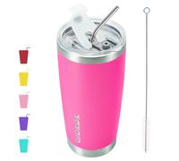 Vaso de caf de viaje BJPKPK de 20 oz con tapa y pajita, color rosa
