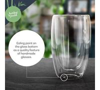 Vaso de café 400 ml Vaso térmico Hecho a mano Vidrio de borosilicato Bambuswald