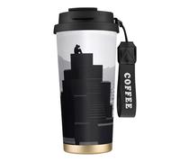 Vaso de café aislado personalizado único - Taza de viaje de acero inoxidable de 17 onzas, perfecta para bebidas calientes y frías, personas solitarias, color negro