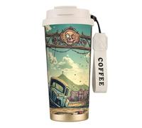 Vaso de café aislado personalizado único - Taza de viaje de acero inoxidable de 17 onzas, perfecta para bebidas calientes y frías, color blanco desierto del fin del mundo