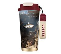 Vaso de café aislado personalizado único - Taza de viaje de acero inoxidable de 17 onzas, perfecta para bebidas calientes y frías, pescado en el cielo, rojo