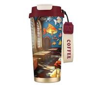 Vaso de café aislado personalizado único - Taza de viaje de acero inoxidable de 17 onzas, perfecta para bebidas calientes y frías, estilo cuento de hadas, color rojo
