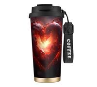 Vaso de café aislado personalizado único - Taza de viaje de acero inoxidable de 17 onzas, perfecta para bebidas calientes y frías, amor caliente, negro