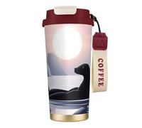 Vaso de café aislado personalizado único - Taza de viaje de acero inoxidable de 17 onzas, perfecta para bebidas calientes y frías, sello silencioso ártico, rojo