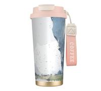 Vaso de café aislado personalizado único - Taza de viaje de acero inoxidable de 17 onzas, perfecta para bebidas calientes y frías, una piedra que cae del cielo, rosa
