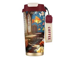 Vaso de café aislado personalizado único - Taza de viaje de acero inoxidable de 17 onzas, perfecta para bebidas calientes y frías, estilo cuento de hadas, color rojo