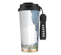 Vaso de café aislado personalizado único - Taza de viaje de acero inoxidable de 481.9 g, perfecta para bebidas calientes y frías, una piedra que cae del cielo, color negro