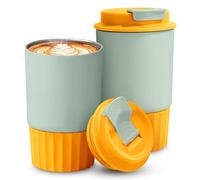 Vaso de café de acero inoxidable de 12 onzas, taza de café de viaje de 350 ml, taza de café aislada con tapa, taza de café a prueba de derrames, taza térmica portátil, taza de café reutilizable para