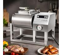 Vaso de carne al vacío comercial de 18 L, mezclador de carne de acero inoxidable con control de 3 velocidades y medidor para preparar pollo frito para llevar en cocinas profesionales