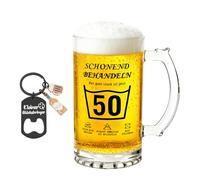 Vaso de cerveza de 0,5 l, regalo para cumpleaños hombre, vaso con grabado y abrebotellas, adecuado para hombres y mujeres