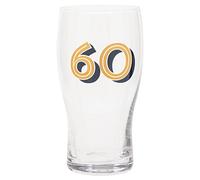 Vaso de cerveza para 60 cumpleaños, dorado y azul marino, 570 ml / 1 pinta