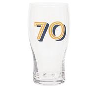 Vaso de cerveza para 70 cumpleaños, dorado y azul marino, 570 ml / 1 pinta