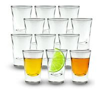 Vaso de chupito - 12 x 2,5 cl Juego de vaso chupito transparente pequeño con fondo pesado - Ideal para tequila, vodka y Jägermeister
