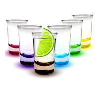 Vaso de chupito colorido - 6 x 5 cl pequeños con fondo pesado - Ideales para tequila, Jägermeister, vodka, pinnchen, estampación